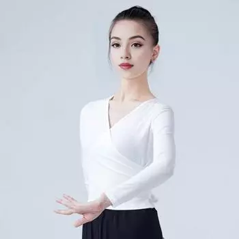 Вязаный женский балетный V-образный вырез с регулируемыми рукавами, длинный топ с завязками через плечо, эластичный цвет, приталенный крой 2XL бежевый