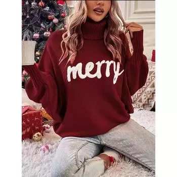 Вязаный женский свитер с воротником, свободный пуловер, женский джемпер, элегантный зимний, теплый, осенний, Новый год, модный рождественский свитер S роза розовый