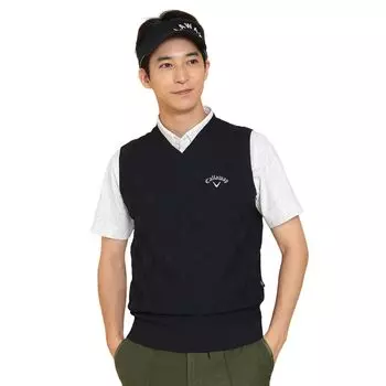 Вязаный жилет Golf C24219100 [Callaway] Мужской V-образный вырез (алмазный жаккард) / / 1120_Военно-морской флот