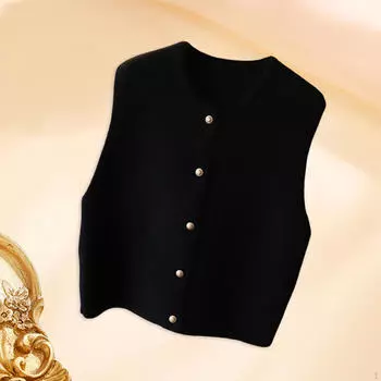 Вязаный жилет на пуговицах, модный дышащий кардиган в стиле ретро для женщин, занимающихся спортом на открытом воздухе бежевый