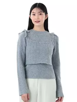 Вязаный жилет с резинкой или лентой x PO GRAY ONE SIZE [Beams Heart] L/S для женщин серый