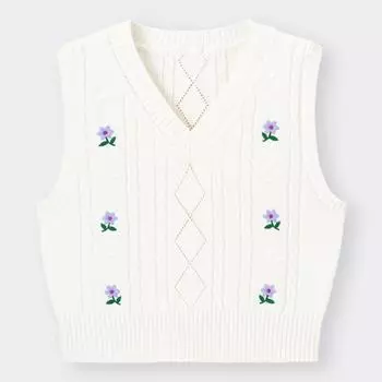 Вязаный жилет с вышивкой GU YT+E