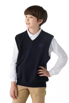 Вязаный жилет школьный жилет 140900 детский темно-синий 170 [Beams School] V-образный вырез тёмно-синий