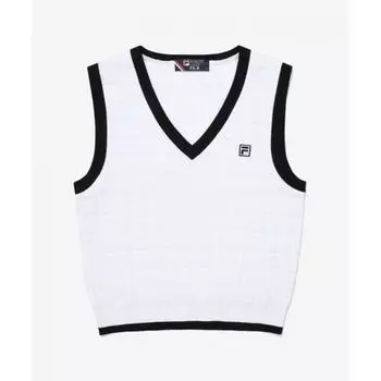 Вязаный жилет в клетку FILA Tennis с V-образным вырезом FS2VTG2371FWHI WHITE/090