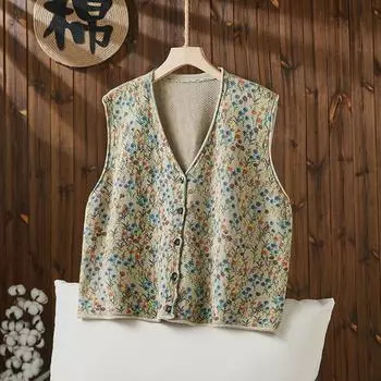 Вязаный жилет женский свободный безрукавный свитер без рукавов свободный жилет повседневный жилет с V-образным вырезом XXXL белый