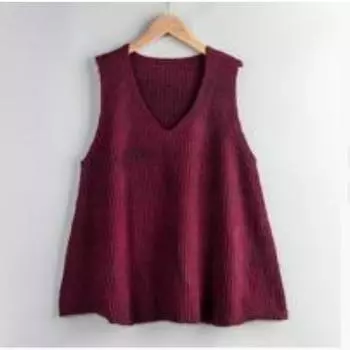 Вязаный жилет женский весенний модный однотонный свободный без рукавов с V-образным вырезом пуловер женский M