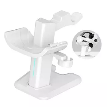 VR Gaming Headst Rack Headset Charging Dock Space Saving VR Headset Controller Display Bracket with LED Light for Meta Quest 3