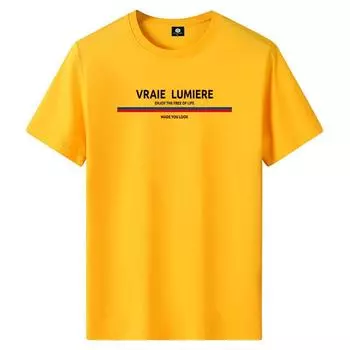 Vraie Lumiere M-6XL Мужская футболка с короткими рукавами из чистого хлопка с круглым вырезом для мальчиков Повседневная футболка M