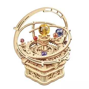 Вращающаяся 3D деревянная головоломка «сделай сам», модель звездной ночи, самолет, башня, строительный комплект, сборка блоков, музыкальная шкатулка, игрушка в подарок для детей и взрослых size 1 дубильная кора