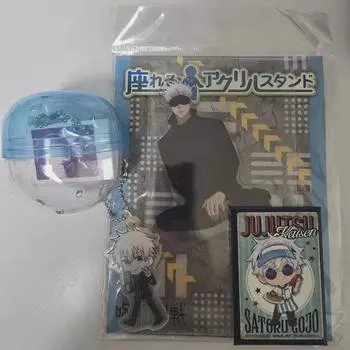 Вращающаяся акриловая подставка/брелок для ключей «Годжо» в стиле дзю-дзюцу