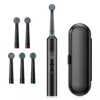 Вращающаяся электрическая двойная 5 сменная зубная щетка 30 дней использования, кнопка, щетки,