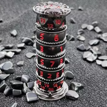 Вращающаяся башня для игральных костей 7 в 1 Многогранник Металлический кубик Спиннер с вращающимся шаром Металлическая конструкция Дизайн дракона Подземелья и игра с драконами РПГ Ролевая игра A