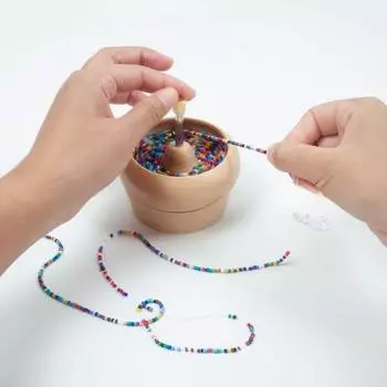 Вращающаяся чаша для бисера, счетчик для деревянных бусин с 2 изогнутыми иглами, браслеты «сделай сам», инструменты для изготовления ювелирных изделий, загрузчик для нанизывания бисера