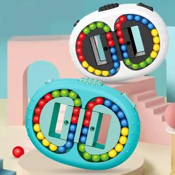 Вращающаяся цветная игрушка-боб, массажная кнопка, двухсторонняя обучающая головоломка для снятия стресса и беспокойства, сенсорная головоломка с вращающимися бусинами, игрушка-фиджет белый