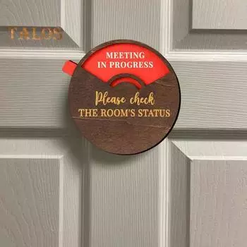 Вращающаяся деревянная табличка на дверь офиса «Совещание в разгаре» Знак на дверь офиса «Занят» Добро пожаловать, пожалуйста, постучите, декоративная табличка на дверь конференц-зала 15cm