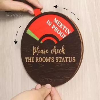 Вращающаяся деревянная табличка на дверь офиса «Совещание в разгаре» Знак на дверь офиса «Занят» Добро пожаловать, пожалуйста, постучите, декоративная табличка на дверь конференц-зала 15cm
