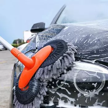 Вращающаяся двойная насадка для мытья автомобиля, швабра для автозапчастей, трехсекционная телескопическая швабра, аксессуары для чистки окон на крыше, аксессуары для обслуживания