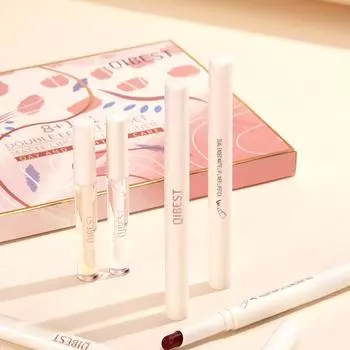 Вращающаяся двуглавая губная помада, подводка для губ, матовая увлажняющая матовая невыцветающая чашка с антипригарным покрытием, одинарная помада для макияжа 1#