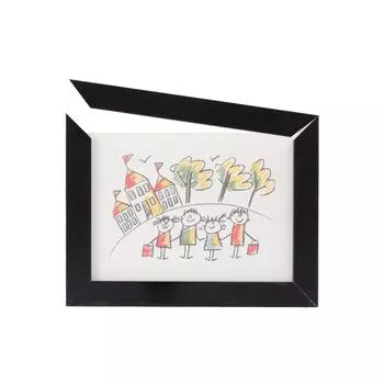 Вращающаяся фоторамка Сменная рамка для фотографий Креативная деревянная рамка для детского рисунка для детей Black-15.5*20*4cm