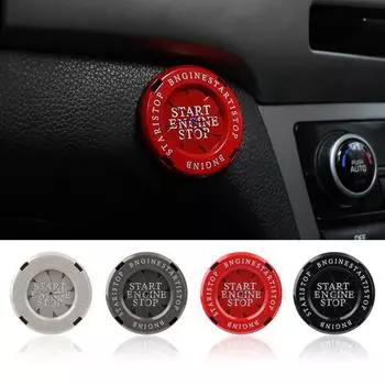 Вращающаяся кнопка запуска и остановки двигателя автомобиля, крышка переключателя зажигания, защитный колпачок для автомобиля, декоративная наклейка из цинкового сплава красный