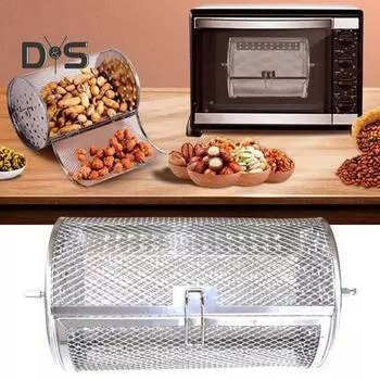 Вращающаяся корзина для гриля из нержавеющей стали для гриля на открытом воздухе, набор для барбекю из овощей, рыбы, усовершенствованная клетка для куриных крылышек в виде палочки, автоматическое вращение на 360 градусов S