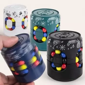 Вращающаяся красочная игрушка-консервная банка для бобов, обучающая головоломка для снятия стресса и беспокойства чёрный