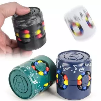 Вращающаяся красочная игрушка в виде банки с фасолью, снятие стресса, образовательная головоломка, сенсорная бусина чёрный