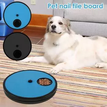 Вращающаяся круглая доска для царапания когтей собак, съемная нескользящая доска для царапания собак с 6 отделениями для закусок, гвозди, царапка, наждачная бумага синий