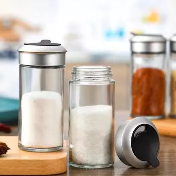 Вращающаяся крышка для хранения приправ, перца, соли и других приправ для детского питания на кухне — удобный и организованный контейнер для специй серебряный