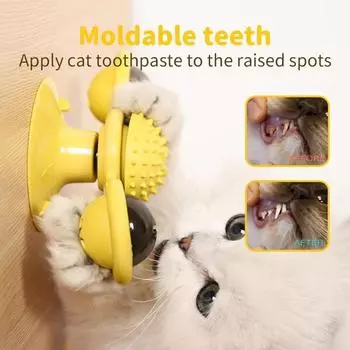 Вращающаяся мельница, игрушка для кошек, чистка зубов котятами, товары для животных, забавные питомцы, интерактивная присоска, вращающиеся массажные игрушки для кошек в помещении синий