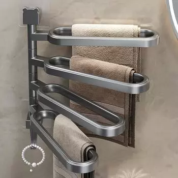 Вращающаяся многополюсная вешалка для полотенец, полка для полотенец в ванной, держатель для полотенец в ванной Single bar чёрный