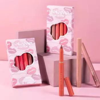 Вращающаяся, можно разрезать, двойного назначения, долговечная, не легко выцветающая губная помада, набор из 6 карандашей для губ A