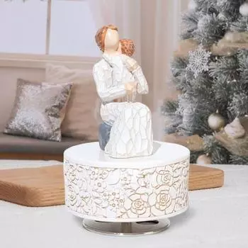 Вращающаяся музыкальная шкатулка, фигурка мамы и ребенка, парная музыкальная скульптура, расписанная вручную C