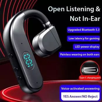 Вращающаяся на 180 ° Bluetooth-гарнитура, деловые наушники с одним ухом, беспроводные наушники с ушным крючком для звонков и громкой связи