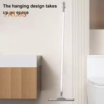 Вращающаяся на 180 градусов щетка для пола с прочной ручкой, резиновый скребок для уборки пола, инструмент для уборки метлы с длинной ручкой белый