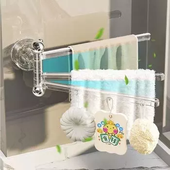 Вращающаяся на 180° присоска для полотенец, многополюсная штанга для полотенец для туалета, штанга для полотенец для ванной комнаты, для кухни чёрный