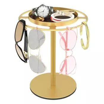 Вращающаяся на 360 градусов подставка для очков, органайзер для солнцезащитных очков, высокоустойчивая многоцелевая вращающаяся стойка для солнцезащитных очков золотистый