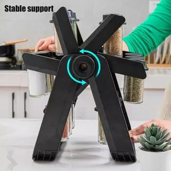 Вращающаяся на 360 градусов полка для специй с дизайном колеса обозрения, легкий доступ, большая вместимость, кухонный органайзер, держатель для хранения специй A чёрный