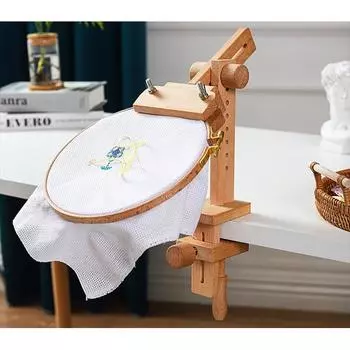 Вращающаяся на 360 градусов регулируемая настольная подставка для вышивки крестом, рамы для вышивания, встроенные настольные пяльцы для вышивания из дерева