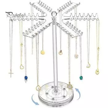 Вращающаяся на 360 градусов стойка для хранения ожерелий, держатель ювелирных изделий, устойчивая, противоскользящая, простая установка, органайзер для ожерелий, стойка для демонстрации чистый