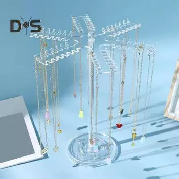 Вращающаяся на 360 градусов стойка для хранения ожерелий, держатель ювелирных изделий, устойчивая, противоскользящая, простая установка, органайзер для ожерелий, стойка для демонстрации чистый