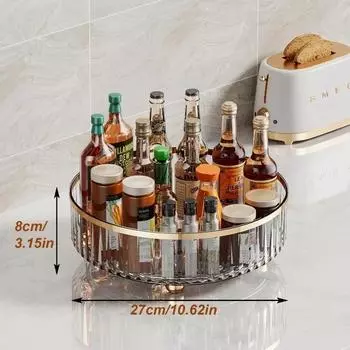 Вращающаяся на 360 градусов стойка для хранения, вращающийся органайзер для косметики, прозрачный органайзер для кладовой на кухне, шкаф для кладовой, туалетный столик