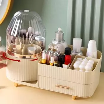 Вращающаяся на 360 градусов стойка для макияжа, органайзер для ручек для макияжа, съемная стойка для хранения косметики, большая вместительная карусельная вращающаяся стойка-держатель China