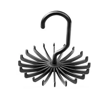 Вращающаяся на 360 градусов стойка для ремня, вешалка для галстуков, вешалка для хранения, держатель для ремня на шею, экономия места, 20 крючков, вешалка для одежды чёрный