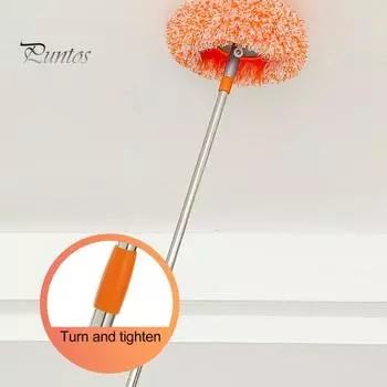 Вращающаяся на 360 градусов телескопическая регулируемая ручка для уборки швабры с насадками из кораллового флиса и синели для влажной и сухой уборки дома M серый