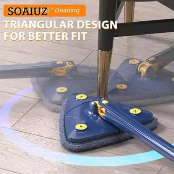 Вращающаяся на 360 градусов треугольная швабра для чистки, волшебная швабра для чистки, автоматический отжим воды, телескопический стержень, швабра из микрофибры, домашняя кухня, инструменты для чистки пола, стен with 2 Rags