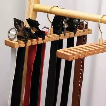Вращающаяся на 360 градусов вешалка для ремня, большая вместимость, многоцелевая деревянная вешалка для галстуков, стойка-органайзер для ремня с 12 слотами