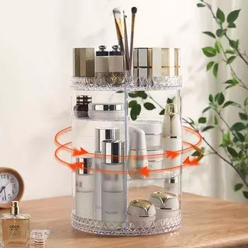 Вращающаяся на 360° косметическая стойка, регулируемая полка для хранения парфюма, ароматерапии, органайзер для косметики в ванной комнате чистый