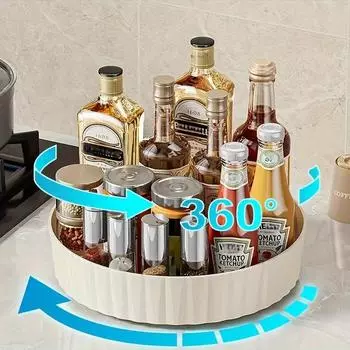 Вращающаяся на 360° пластиковая полка для хранения вещей в ванной комнате, органайзер для хранения на кухне, полка для хранения закусок, масел, приправ, бутылок, поднос для фруктов