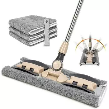 Вращающаяся на 360° плоская швабра для пола с регулируемой ручкой 127 см, насадка из микрофибры для мытья пыли, прямоугольный инструмент для уборки пола в доме